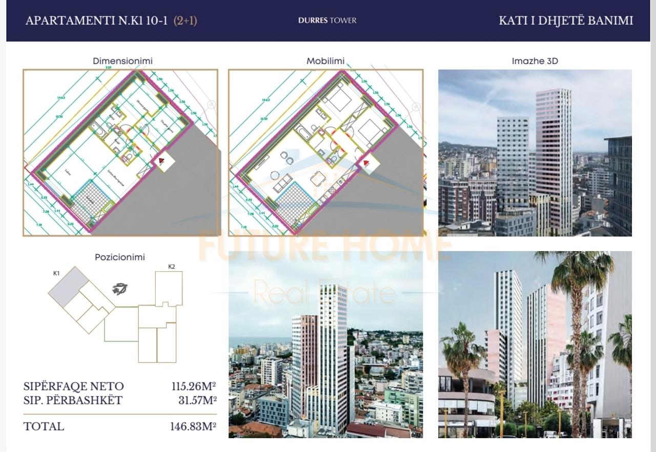 In vendita, appartamenti 2+1, Residenza "Durrës Tower", Durrës