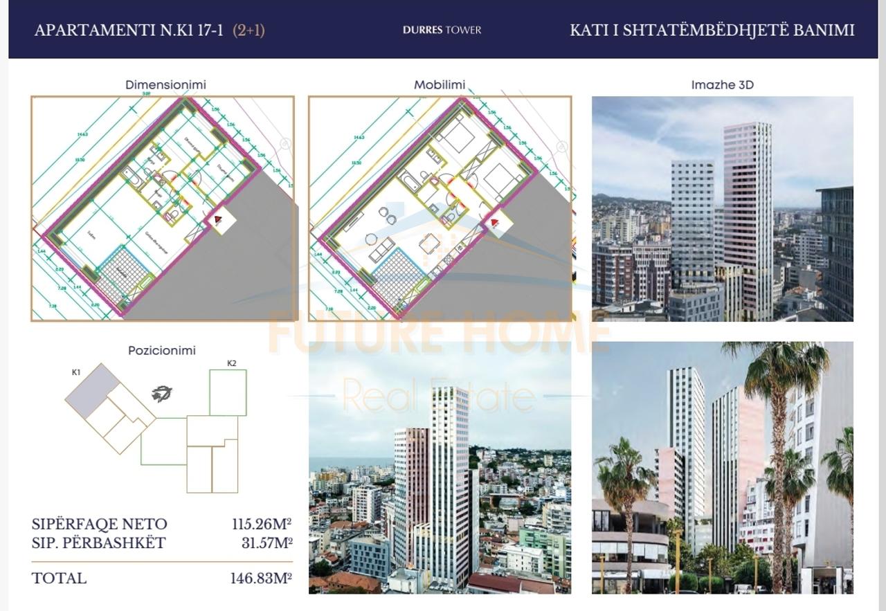 In vendita, appartamenti 2+1, Residenza "Durrës Tower", Durrës