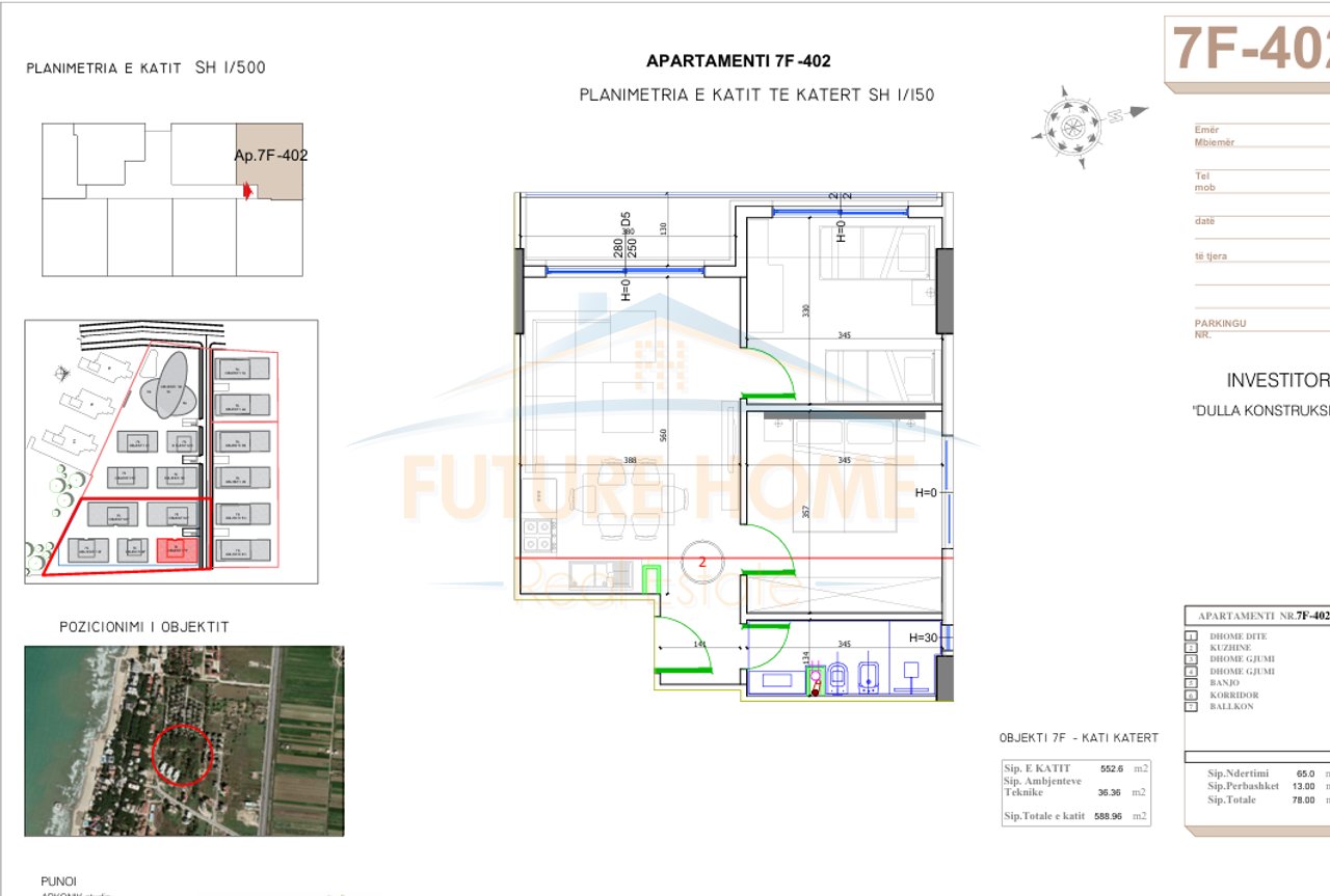 For sale, 2+1 Apartment, "Liburna" Residence, Mali i Robit