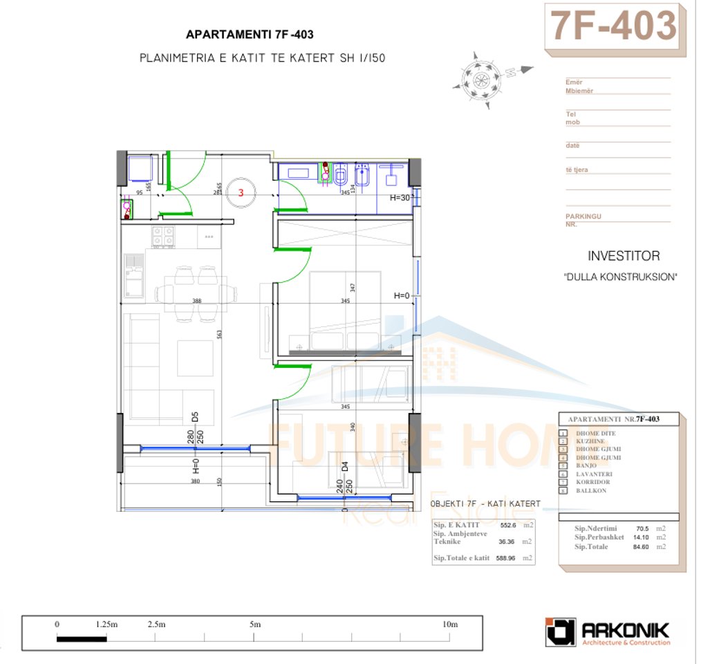 For sale, Apartment 2+1, Residence "Liburna", Mali i Robit