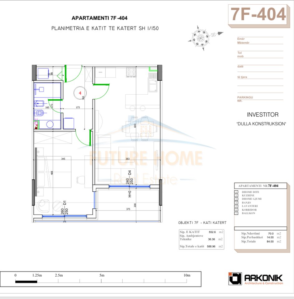 For sale, Apartment 1+1, Liburna Residence, Mali i Robit