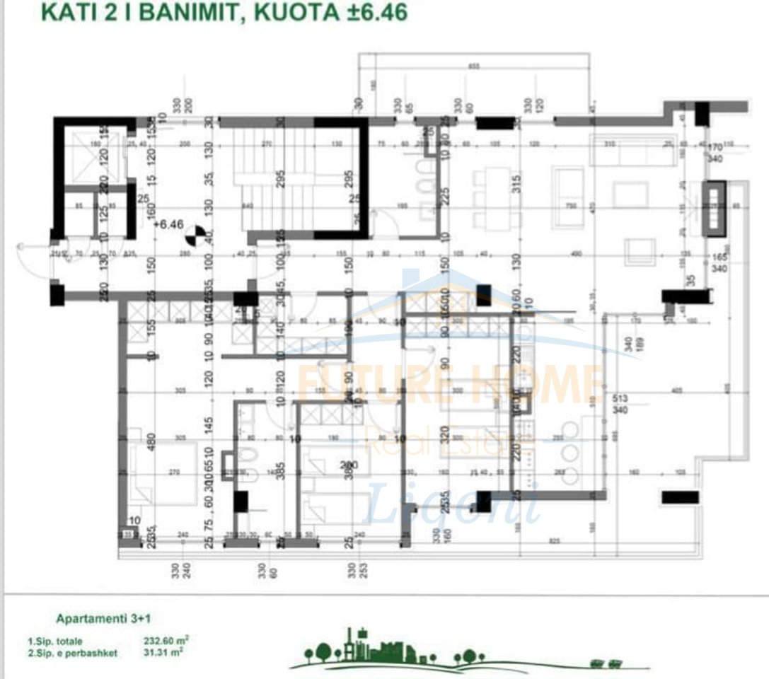 Shitet,  Penthouse 3+1+2 Poste Parkimi, Tulipan Residence, Tirane.