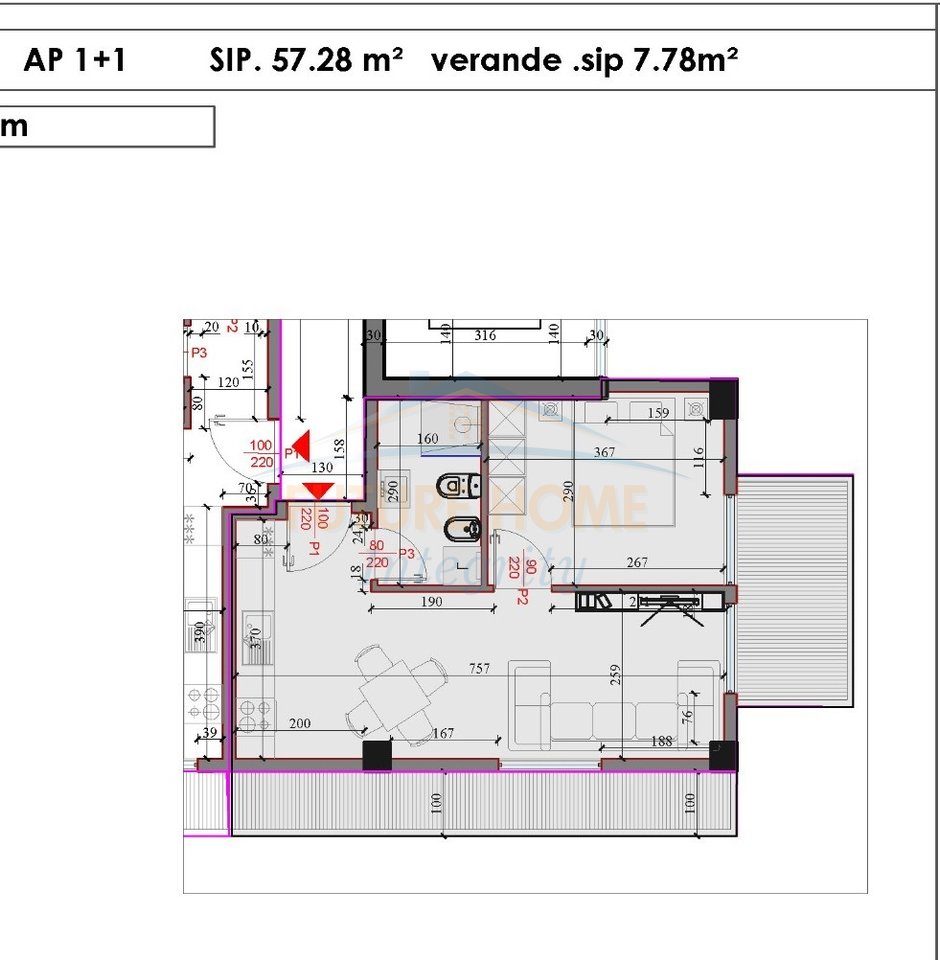 For sale, Apartment 1+1+Veranda, Residence Kodra e Liqenit, Paskuqan, Tirana.