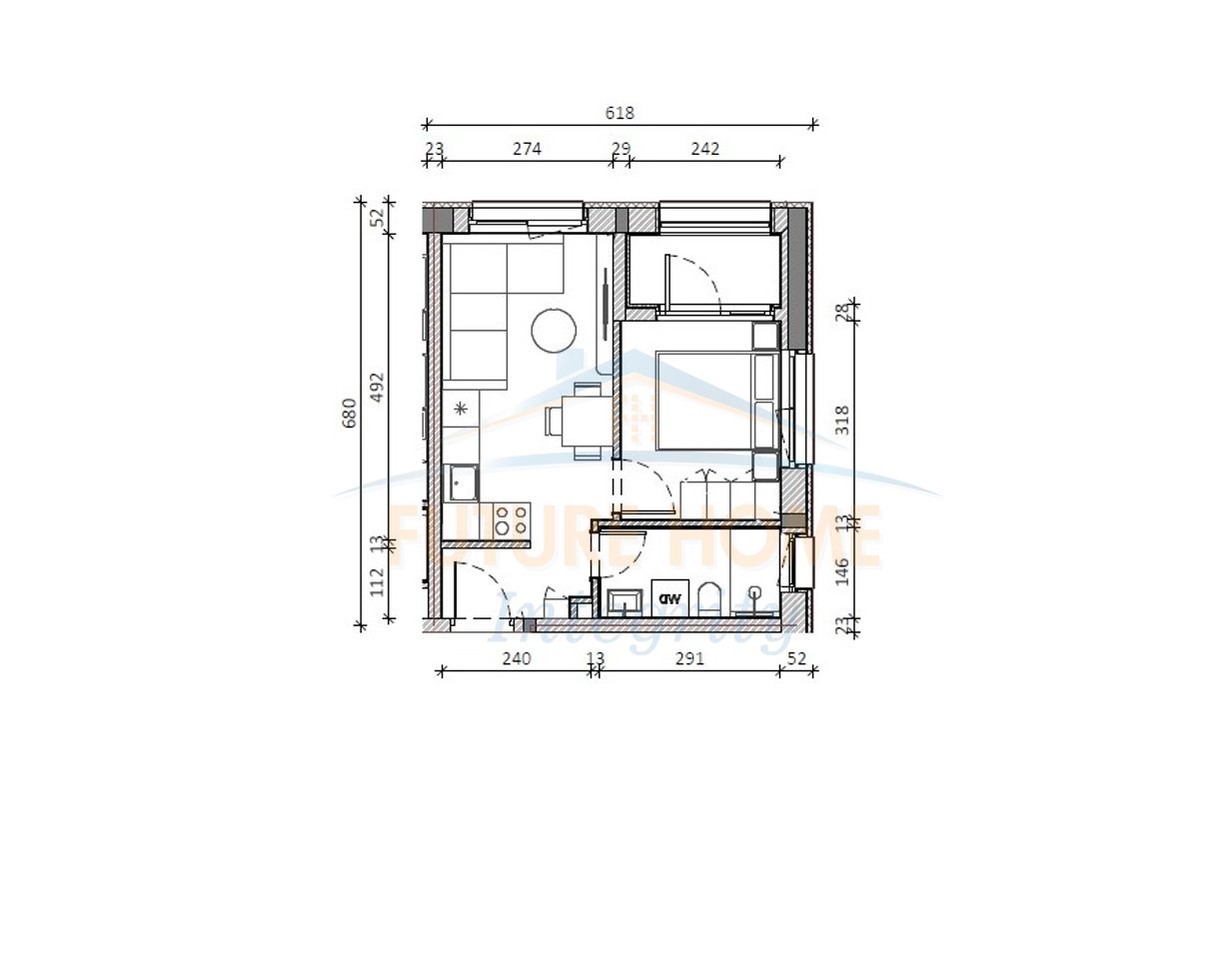 Shitet, Apartament 1+1, Kompleksi Kadiu, Tiranë.