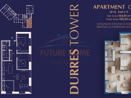 Shiten, Apartamente 2+1+2 , Rezidenca "Durrës Tower", Durrës
