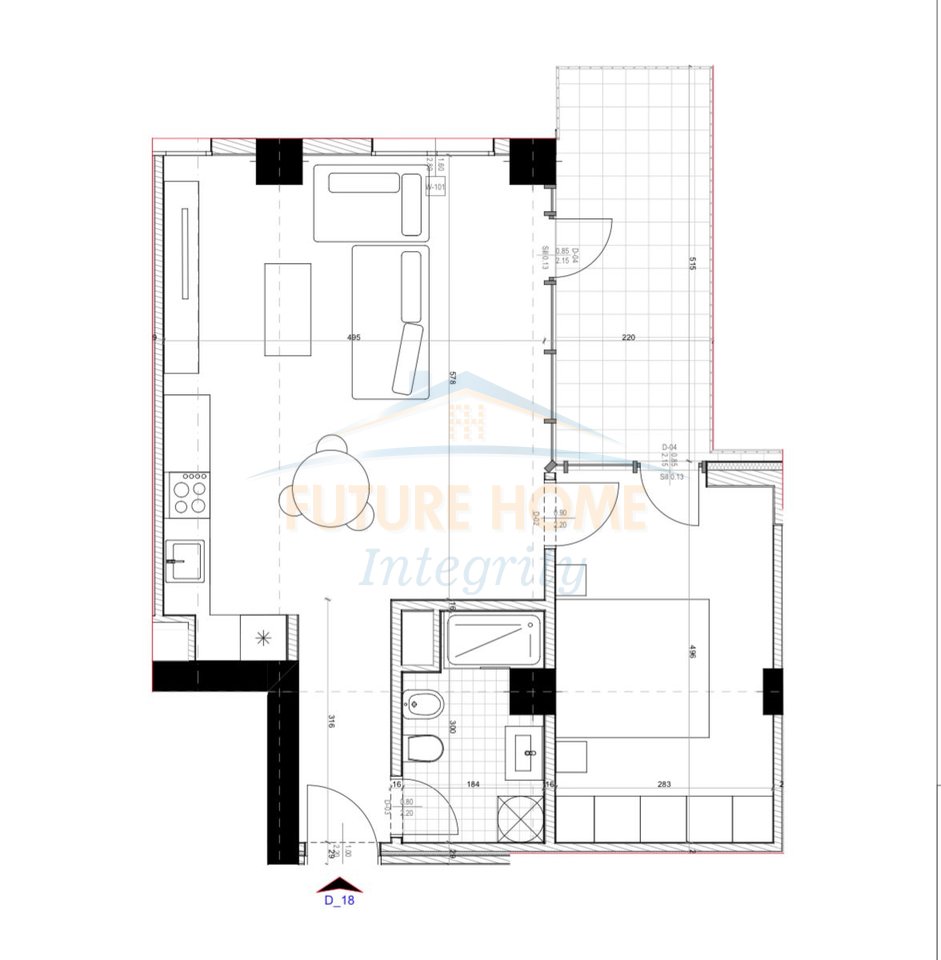 Shitet, Apartament 1+1, Unaza e Re, Tiranë.