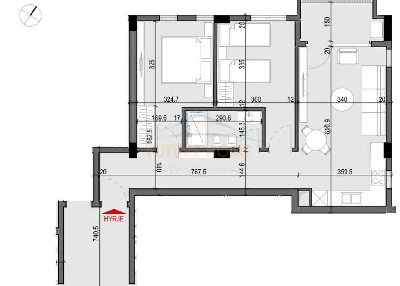 For sale, 2+1 Apartment + Parking Spot, Gjiri i Lalzit