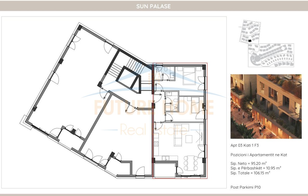Shitet, Apartament 2+1, Sun Palase Residence, Palasë