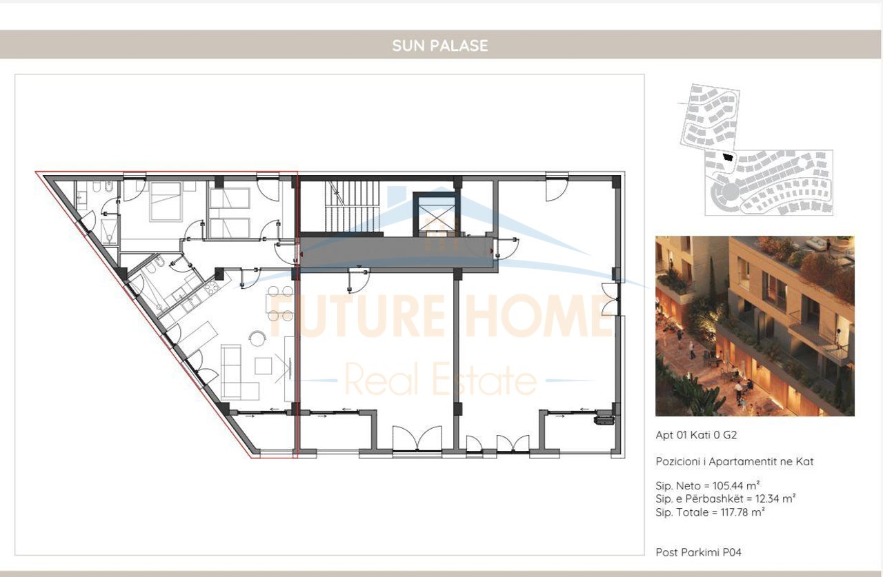Shitet, Apartament 2+1, Sun Palase Residence, Palasë