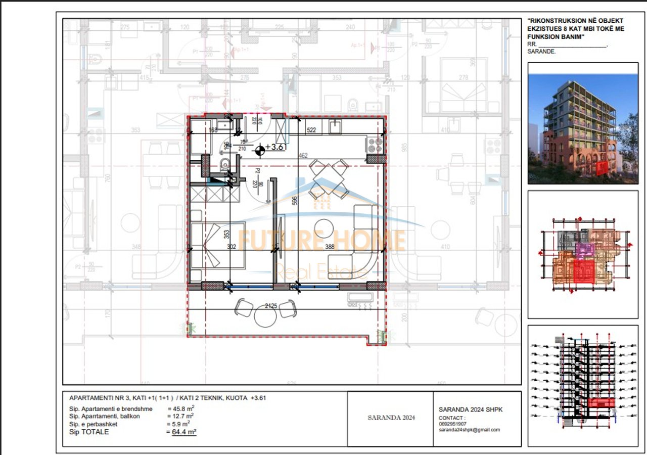 Shitet, Apartament 1+1, Sarande.