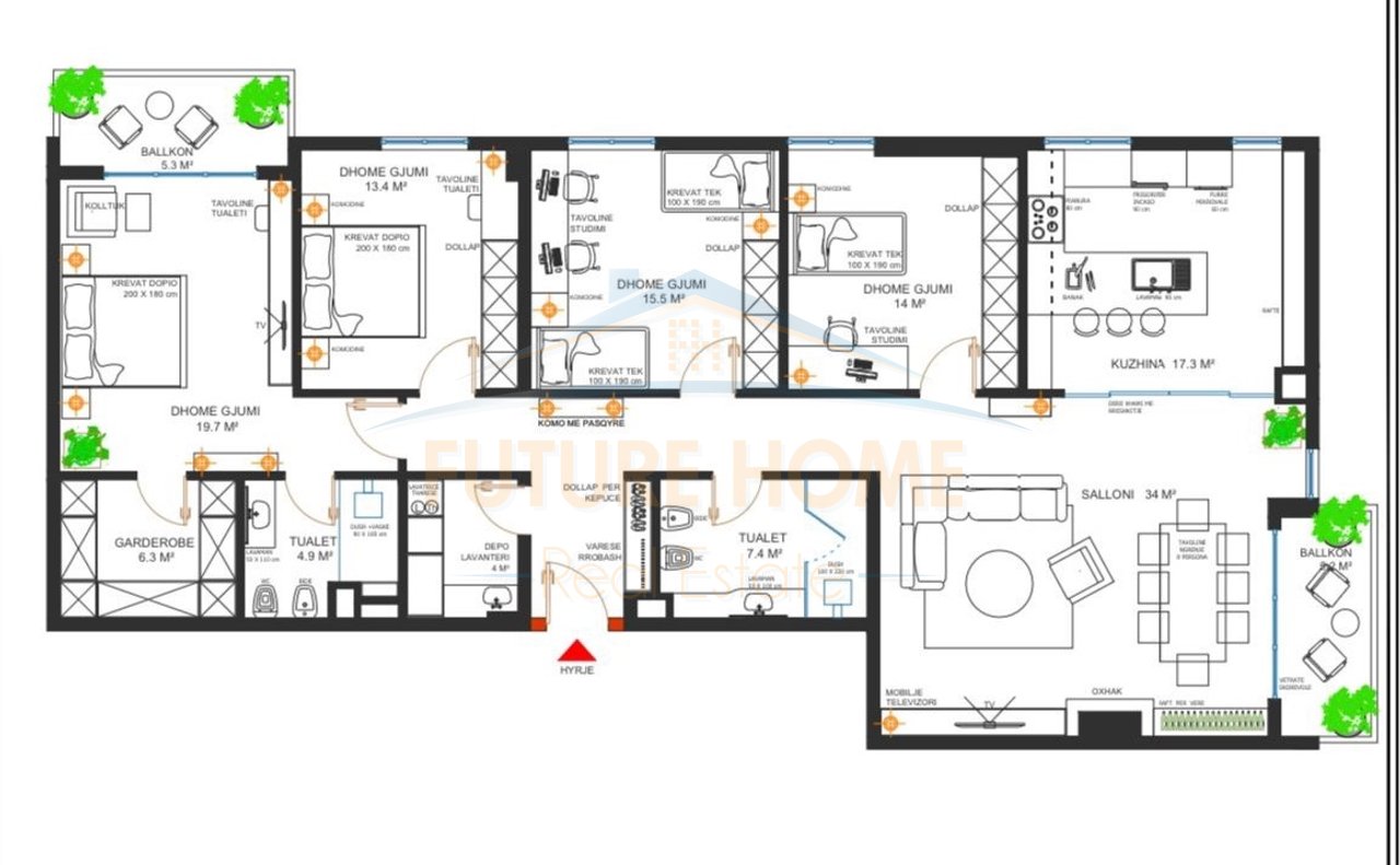 Qera, Apartament 4+1+2 + Post Parkimi, Green City, Unaza e Re