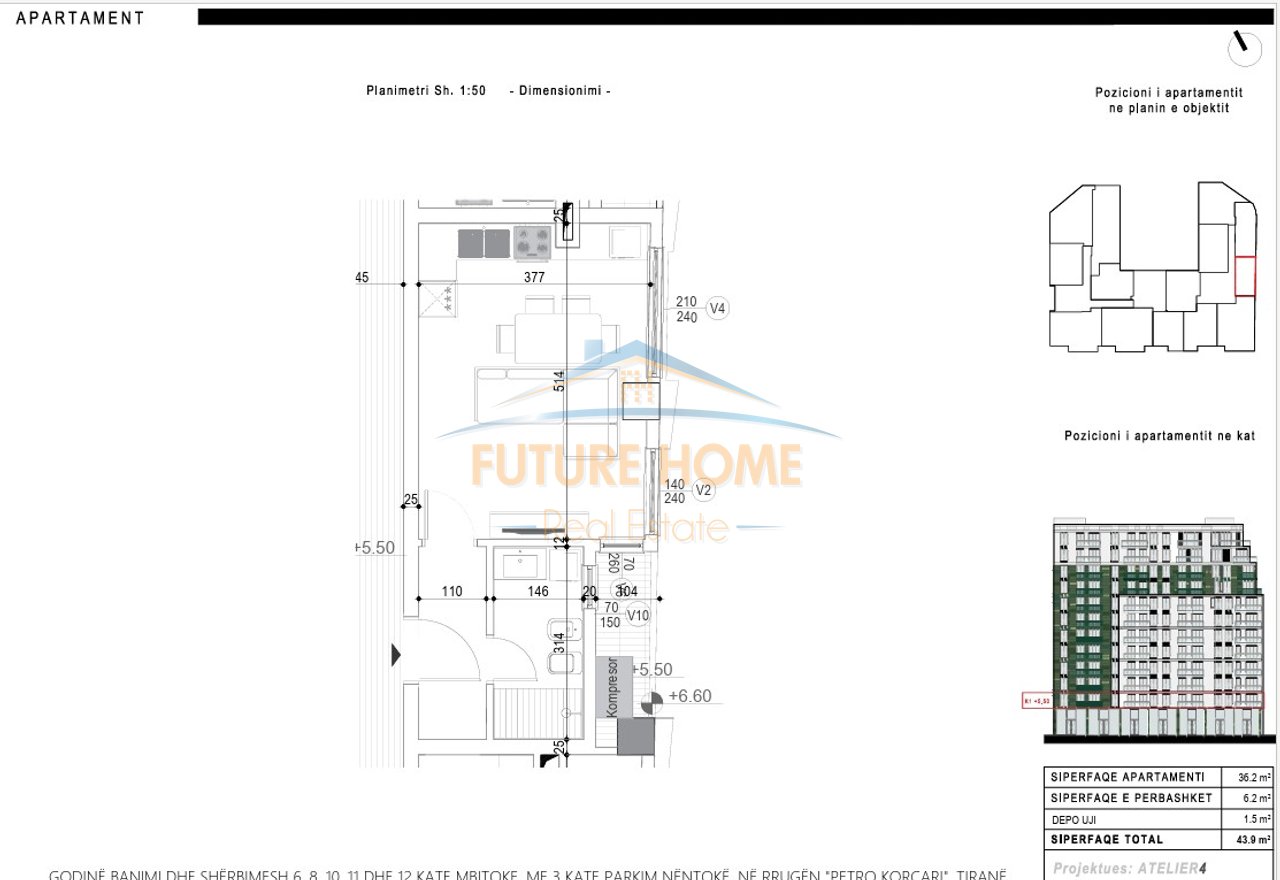 For sale, Studio apartment, Commune of Paris, Tirana.