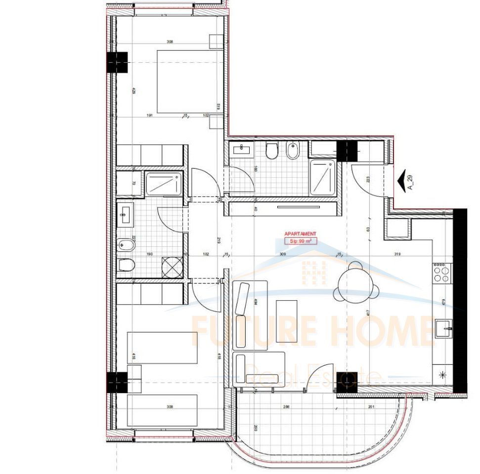 Shitet, Apartament 2+1+2, River Park Residence, Unaza e Re.
