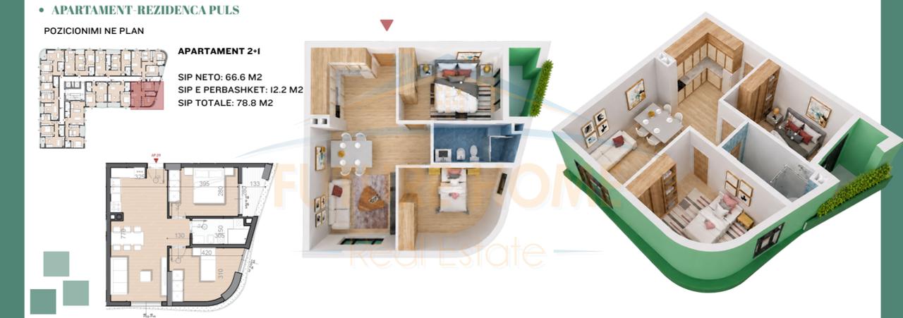 Shitet Apartament 2+1,Rezidenca Puls,Rruga e Dibres