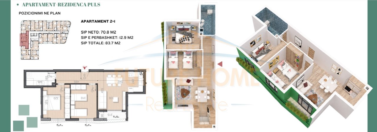 Shitet Apartament 2+1,Rezidenca Puls,Rruga e Dibres