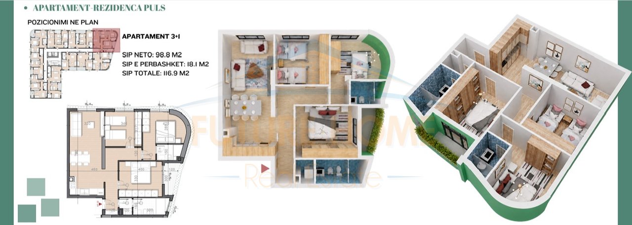 Shitet Apartament 3+1,Rezidenca Puls,Rruga e Dibres
