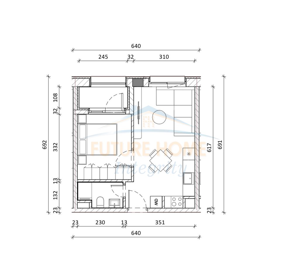 For sale, Apartment 1+1, Kadiu Complex, Tirana.