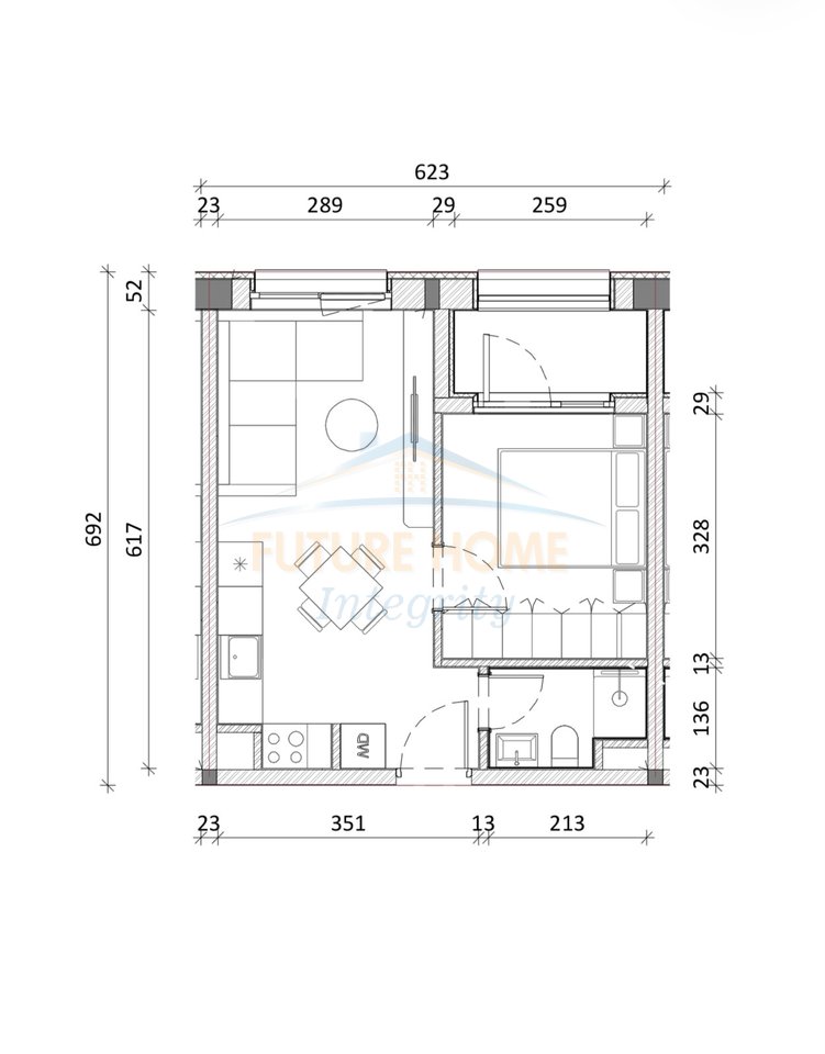 For sale, Apartment 1+1, Kadiu Complex, Tirana.