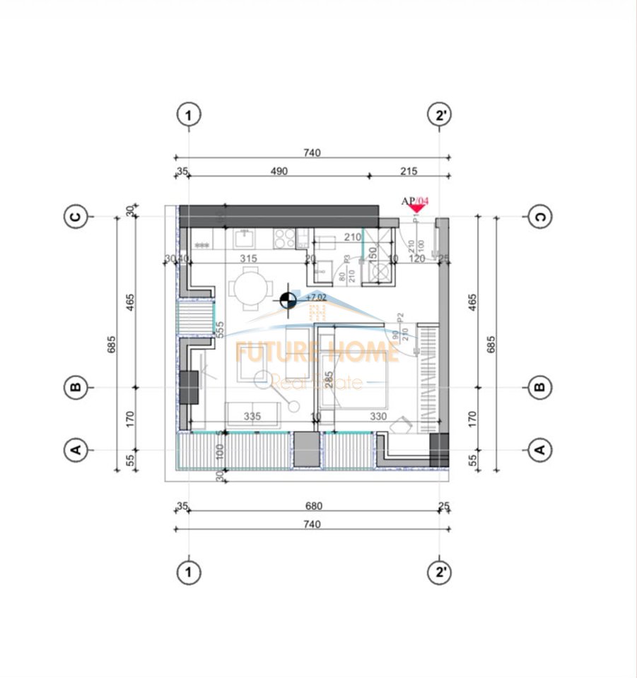 In vendita, appartamento 1+1, Skycomb Residence, Nuovo Boulevard, Tirana