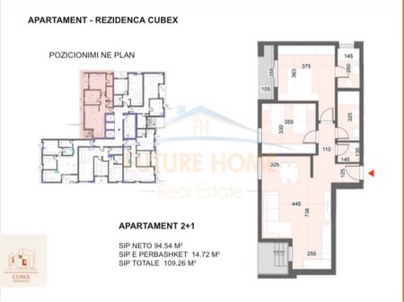 Shitet Apartament 2+1+Post Parkimi,Rezidenca Cubex,Rruga e Kavajes