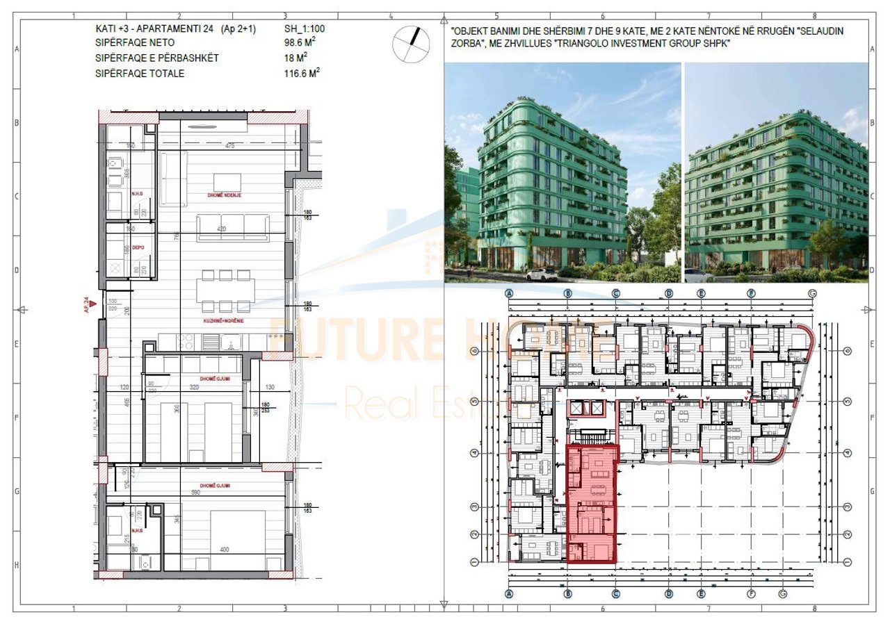 Shitet Apartament 2+1+2,Rezidenca Puls,Rruga e Dibres