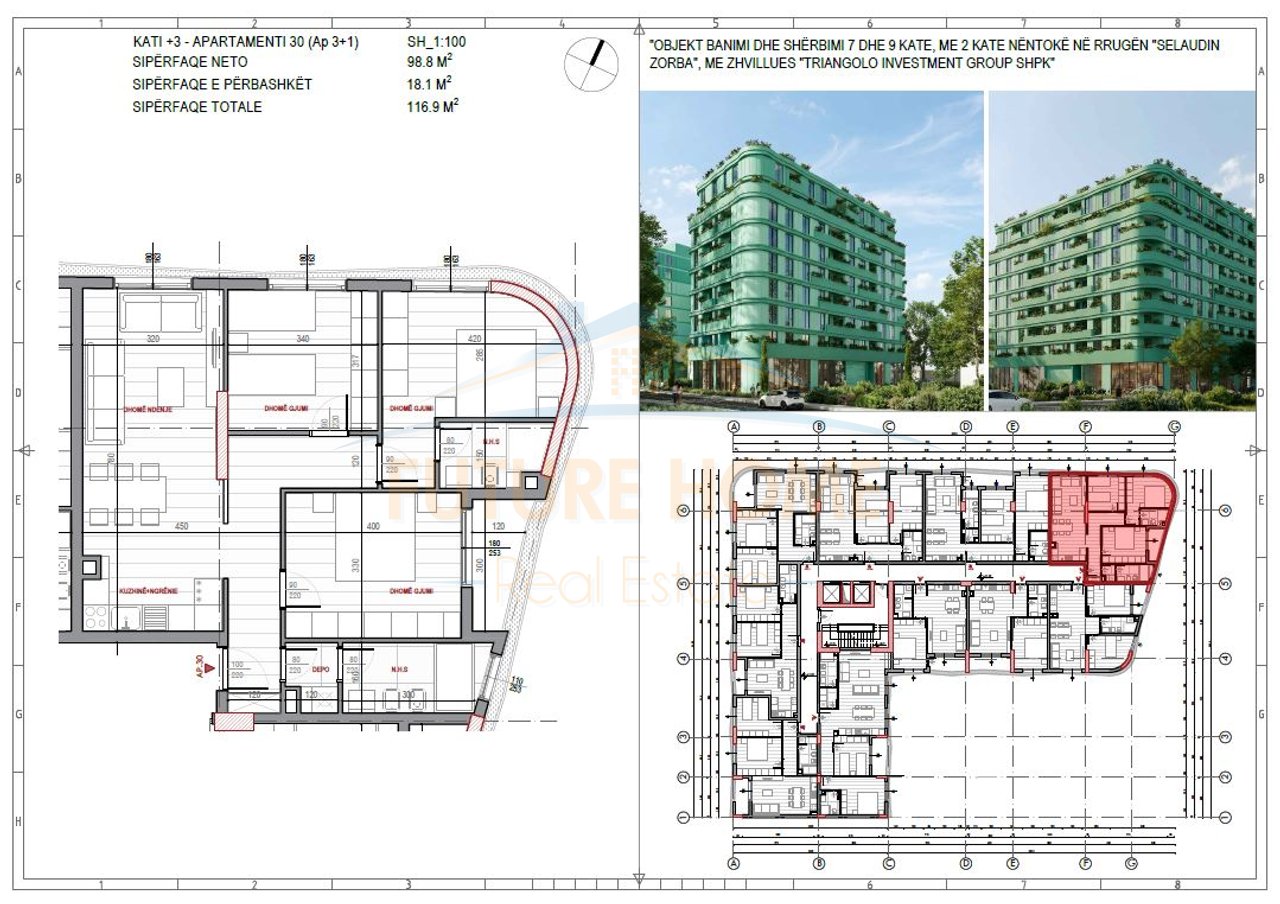 Shitet Apartament 3+1+2,Rezidenca Puls,Rruga e Dibres
