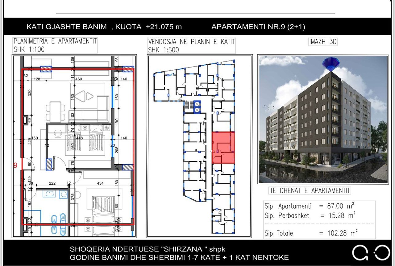 Appartamento 2+1 in Vendita a Tirana - 107.300€ | 102,28 m²