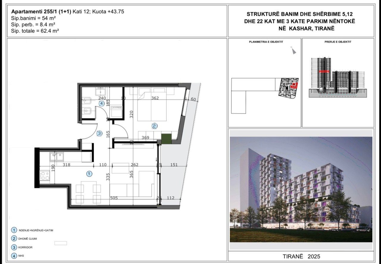 SHITET APARTAMENT 1+1 – MOA REZIDENC, ASTIR, TIRANË