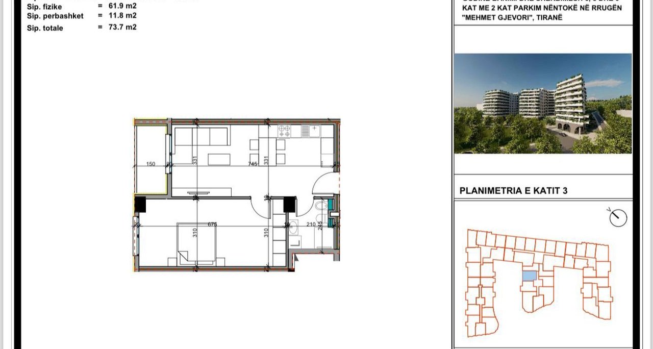 SHITET APARTAMENT 1+1 – ALUNA 1, PASKUQAN