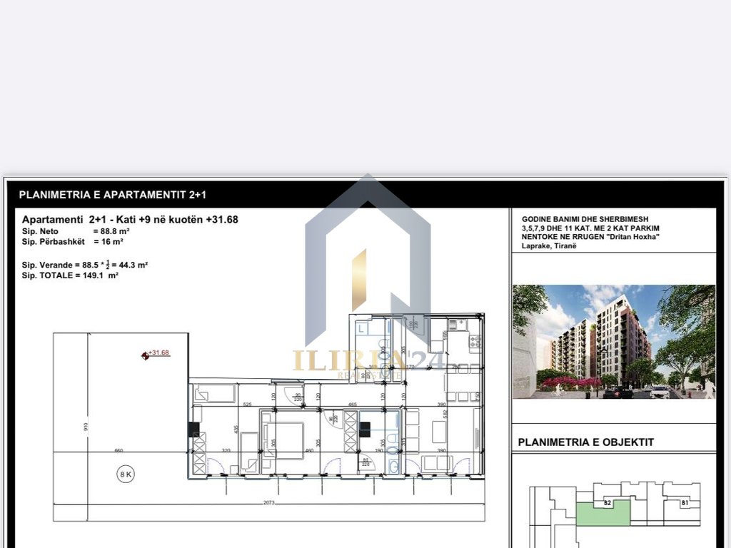 Apartament 2+1+verande per shitje rruga "Dritan Hoxha"