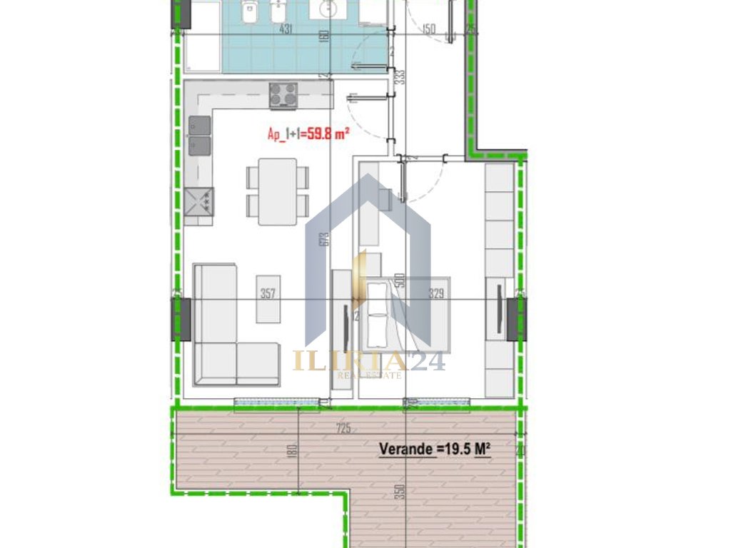 Appartamento 1+1 in vendita a "Paskuqan"