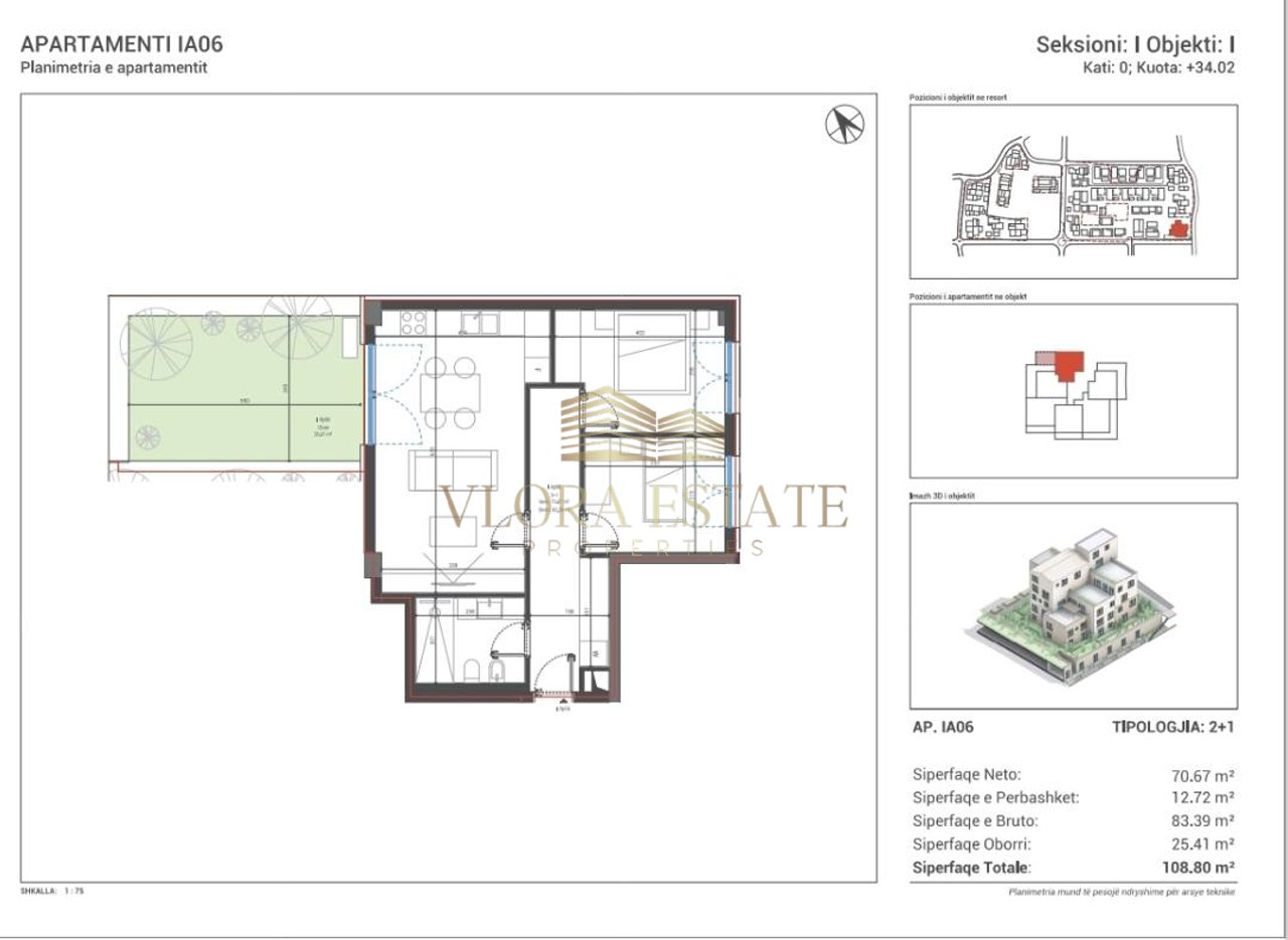 Apartament Për Shitje te Square Village në Dhërmi, Vlorë - 256,588€ | 108.80 m²