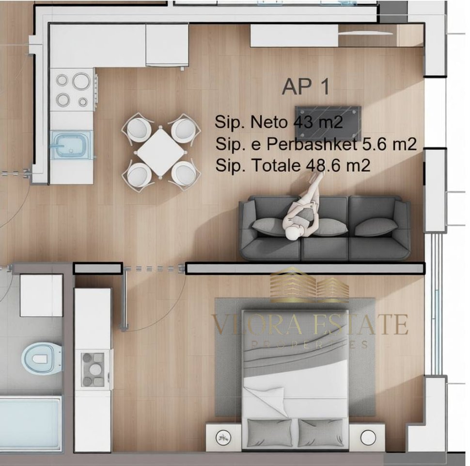 Apartament 1+1 Për Shitje në Rradhimë, Vlorë – 135,000€ | 48.6 m²