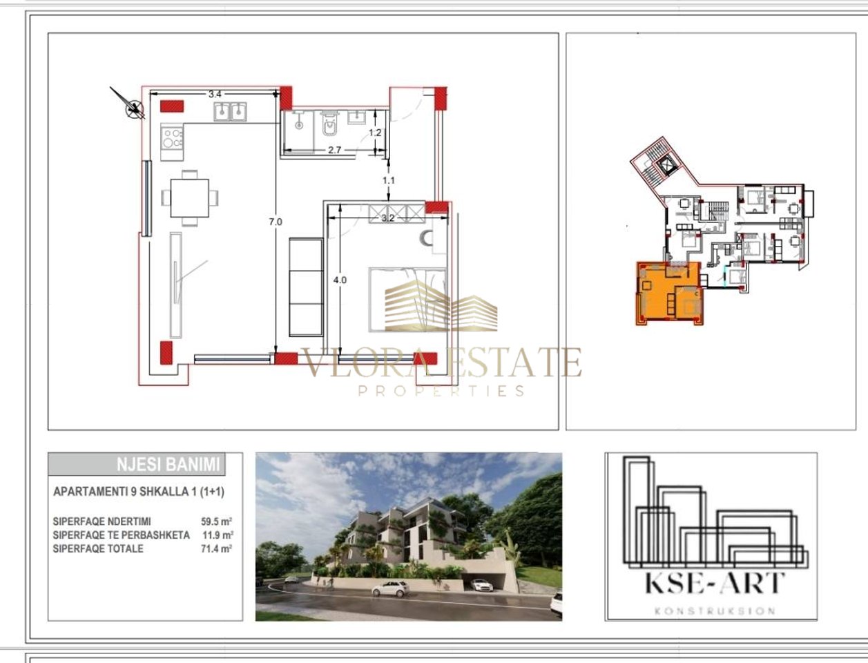 Apartament 1+1 Në Shitje në Rradhimë, Vlorë - 107,100€ | 71.4 m²