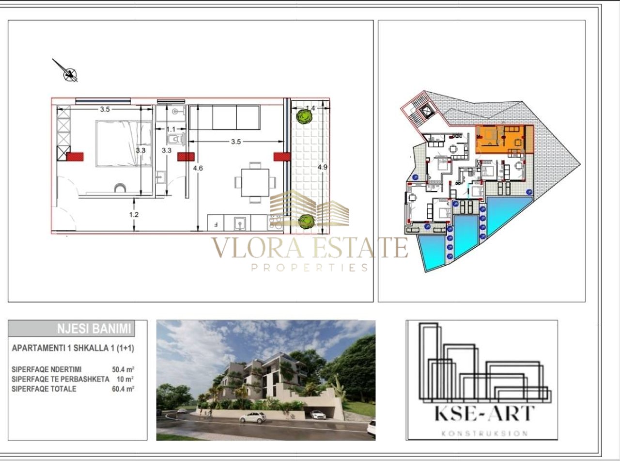 Apartament 1+1 Për Shitje në Rradhimë, Vlorë - 90,600€ | 60.4 m²