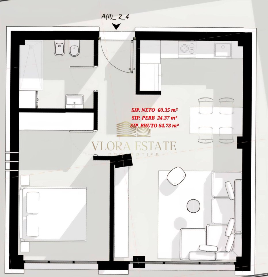 Apartament 1+1 në shitje në Palasë, Vlorë – 237244€ | 84.73 m²