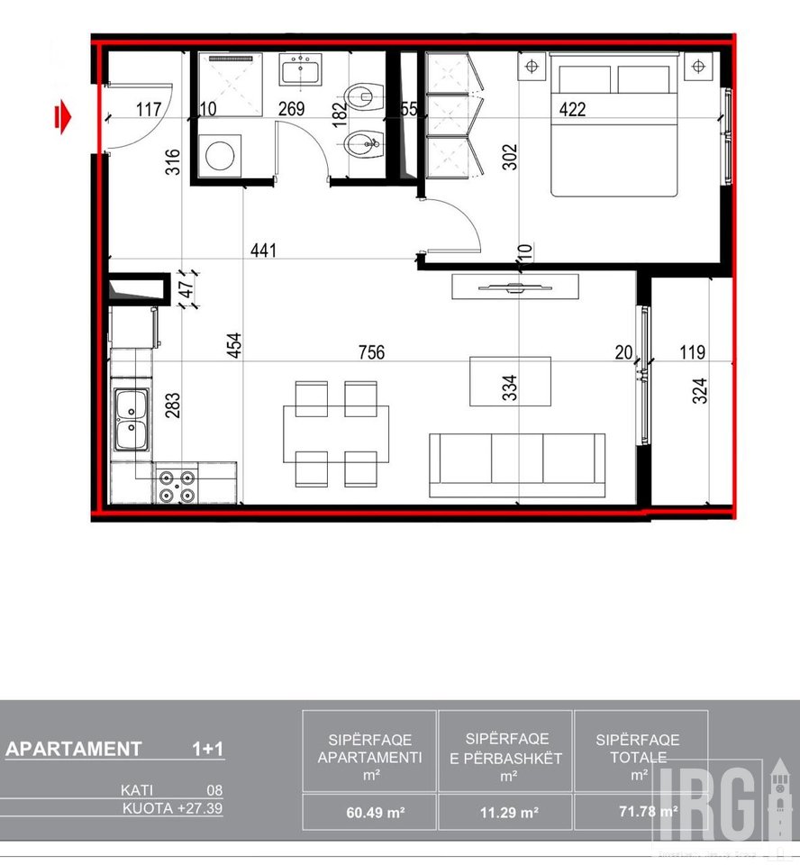 APARTAMENT 1+1 PER SHITJE: UNIVERS CITY