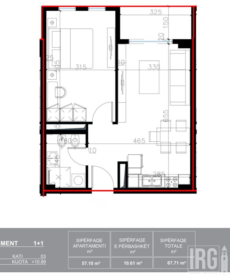 APARTAMENT 1+1 PER SHITJE | UNIVERS CITY| 67.71 m²