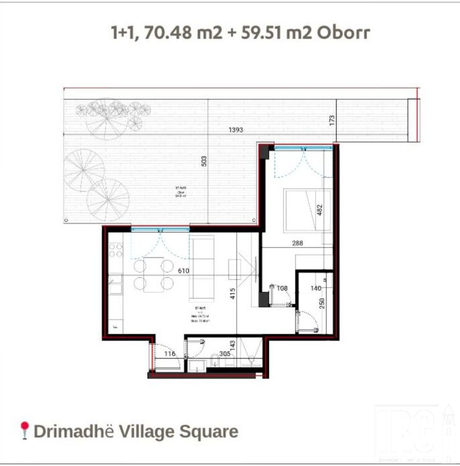 Appartamento 1+1 con cortile in vendita a Square Village, Drimadhes!