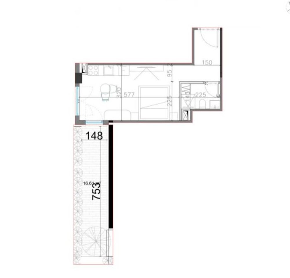Studio apartment with yard for sale at Square Village, Drimadhes!