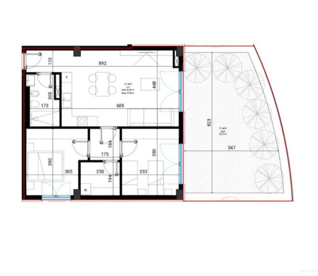 Apartment 2+1 with Yard for Sale at Square Village, Drimadhes!