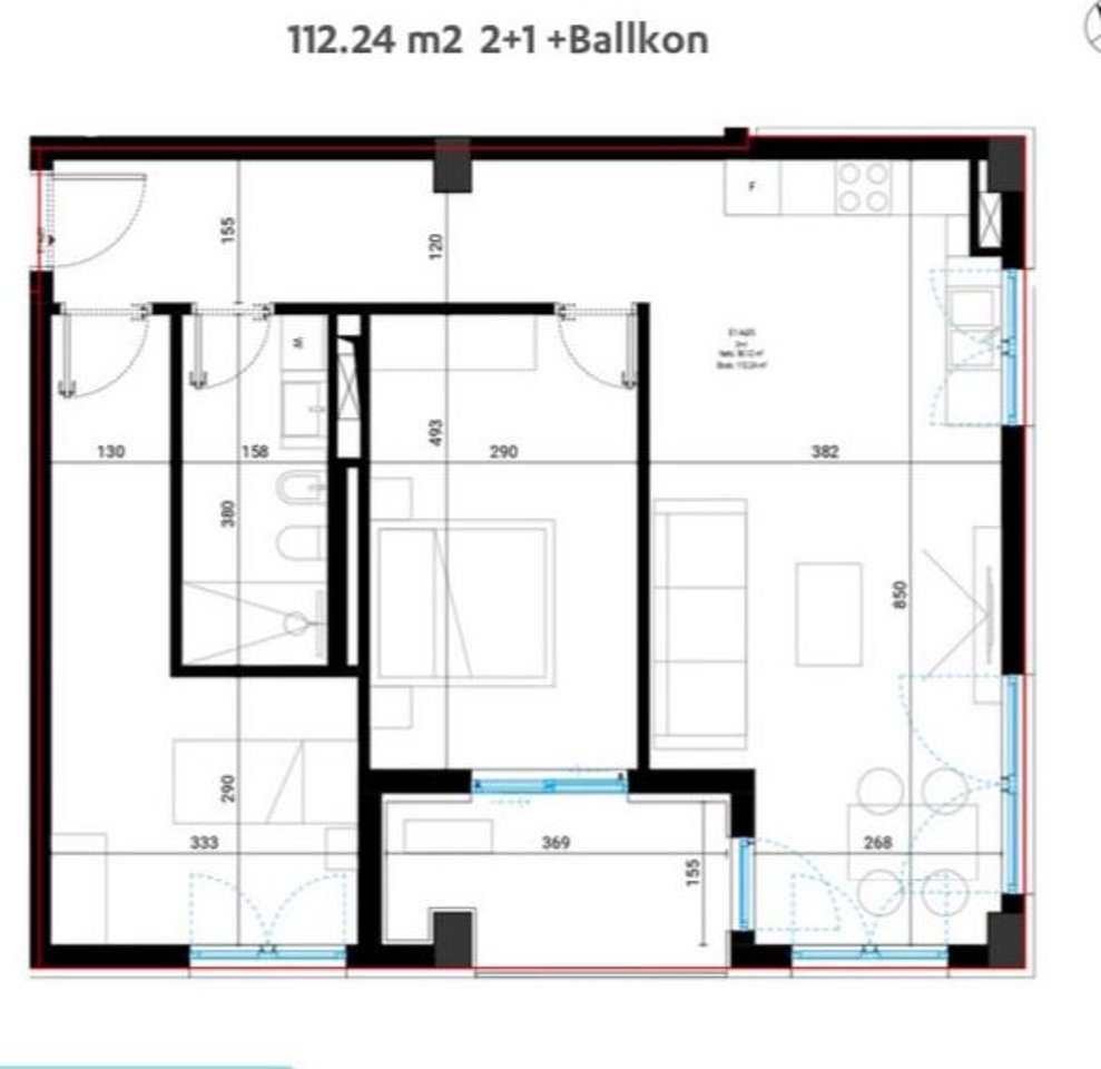 Apartment 2+1+Balcony for sale at Square Village, Drimadhes!