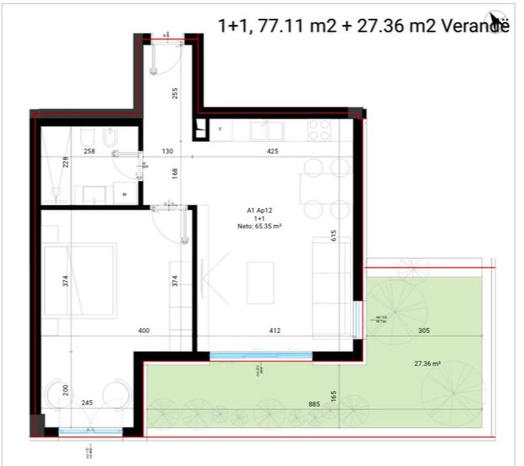 Vendesi in vendita Appartamento 1+1 con Veranda a Square Village, Drimadhes!