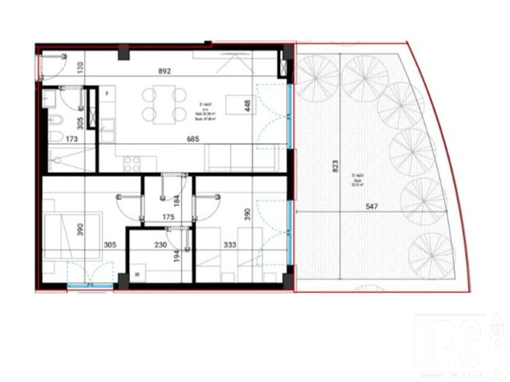 Apartment 2+1 with Yard for Sale at Square Village, Drimadhes!