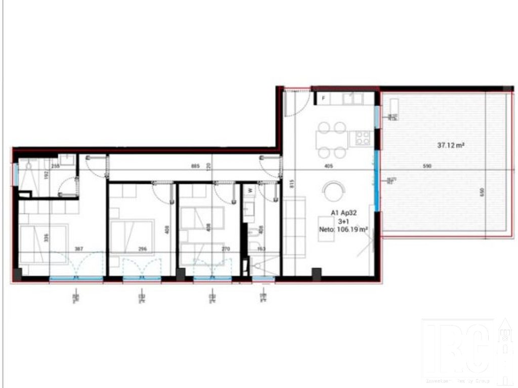 Apartment 3+1+Veranda for sale at Square Village, Drimadhes!