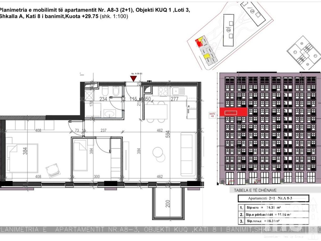 SHITET APARTAMENT 2+1 TEK KOMPLEKSI DARLA, XHAMLLIK  !