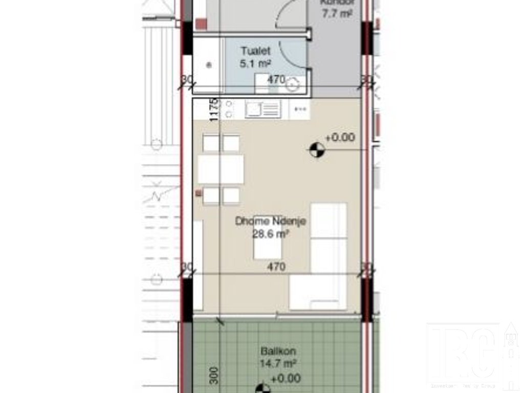 Apartament 1+1+Oborr te Porto Lalzi