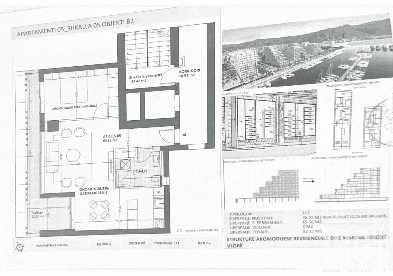 Apartament 1+1 per shitje tek Residenca Vlora Marina ne Vlore Pamje Det