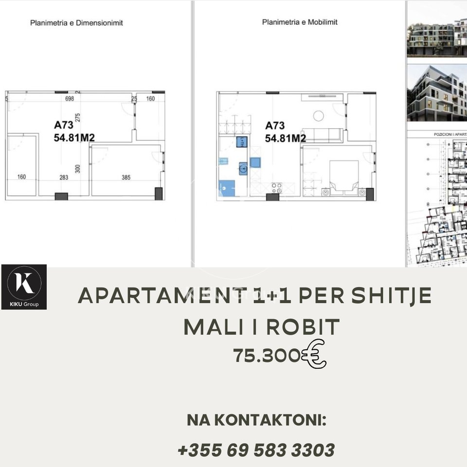 📍 Apartament 1+1 për Shitje – Mali i Robit