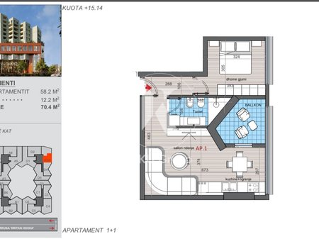 Apartament 1+1 për shitje – Colonade Residence